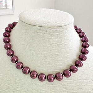 NEW Deep wine or maroon colored pearlized choker type adjustable necklace